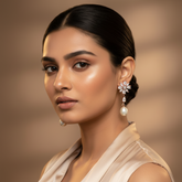 925 Sterling Silver Bloom Pearl Drop Earrings (Rosegold)