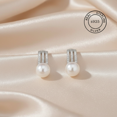 925 Sterling Silver Minimal Pearl Drop Earrings