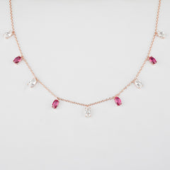 925 Sterling Silver Rosegold Dual Spark Necklace