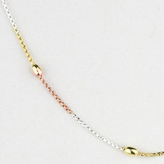 925 Sterling Silver Tricolor Beaded Chain