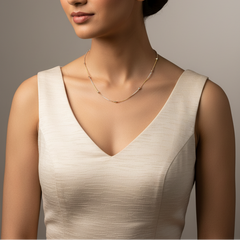 925 Sterling Silver Tricolor Beaded Chain