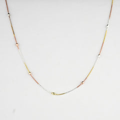 925 Sterling Silver Tricolor Beaded Chain