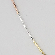 925 Sterling Silver Tricolor Link Chain