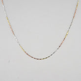 925 Sterling Silver Tricolor Link Chain