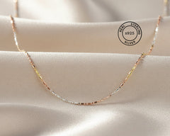 925 Sterling Silver Tricolor Link Chain