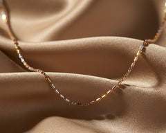 925 Sterling Silver Tricolor Beaded Chain