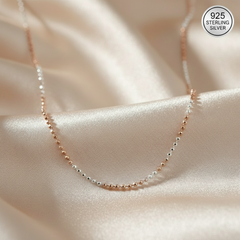 925 Sterling Silver Dual Tone Beaded Chain