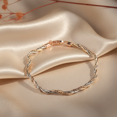 925 Sterling Silver Rosegold Dual Tone Twist Bracelet