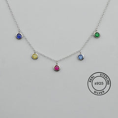 925 Sterling Silver Rainbow Drop Charm Necklace