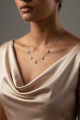 925 Sterling Silver Rainbow Drop Charm Necklace