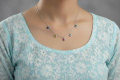 925 Sterling Silver Rainbow Drop Charm Necklace