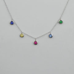 925 Sterling Silver Rainbow Drop Charm Necklace