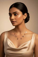 925 Sterling Silver Rosegold Starfall Charm Necklace