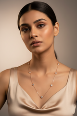 925 Sterling Silver Rosegold Halo Spark Charm Necklace