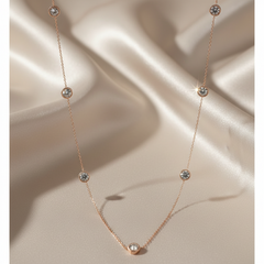925 Sterling Silver Rosegold Halo Spark Charm Necklace
