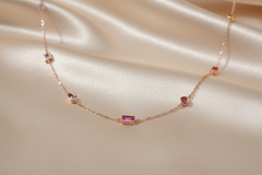 925 Sterling Silver Rosegold Prism Charm Necklace