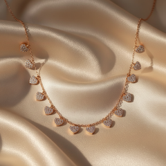 925 Sterling Silver Rosegold Heartfall Charm Necklace