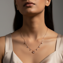 925 Sterling Silver Rosegold Royal Crown Charm Necklace