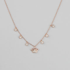 925 Sterling Silver Rosegold Royal Crown Charm Necklace
