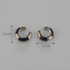 925 Sterling Silver Dual Tone Chic Hoop Earrings