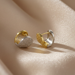 925 Sterling Silver Textured Dual Tone Hoop Earrings