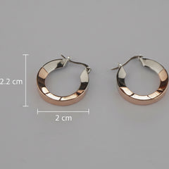 925 Sterling Silver Rose and Silver Classic Hoop Earrings