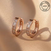 925 Sterling Silver Rosegold Luxe Grid Hoop Earrings