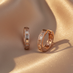 925 Sterling Silver Rosegold Luxe Grid Hoop Earrings