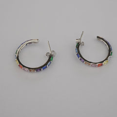 925 Sterling Silver Rainbow Hoop Earrings