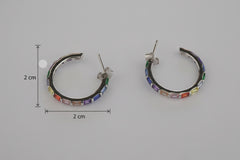 925 Sterling Silver Rainbow Hoop Earrings