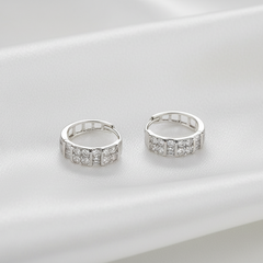 925 Sterling Silver Stone Huggie Hoop Earrings