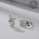 925 Sterling Silver Floral Hoop Earrings