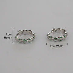 925 Sterling Silver Emerald Weave Hoop Earrings