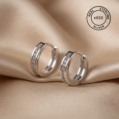 925 Sterling Silver Minimal Spark Hoop Earrings