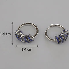 925 Sterling Silver Blue Charm Hoop Earrings