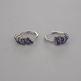 925 Sterling Silver Blue Charm Hoop Earrings