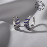 925 Sterling Silver Blue Charm Hoop Earrings