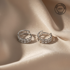 925 Sterling Silver Radiant Cluster Hoop Earrings