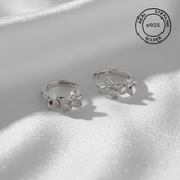 925 Sterling Silver Floral Hoop Earring