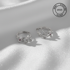 925 Sterling Silver Floral Hoop Earring