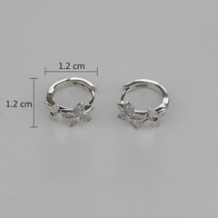 925 Sterling Silver Floral Hoop Earring