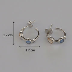 925 Sterling Silver Multi Stone Hoop Earrings
