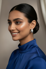 Woman wearing Pure Glow 925 Sterling Silver Hoop Earrings