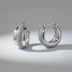 Pure Glow 925 Sterling Silver Hoop Earrings