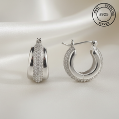 Pure Glow 925 Sterling Silver Hoop Earrings