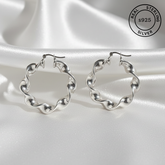 925 Sterling Silver Fluid Twist Hoop Earrings
