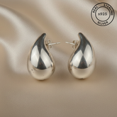 925 Sterling Silver Liquid Drop Hoop Earrings