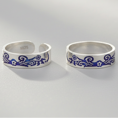 925 Sterling Silver Blue Enamel Toe Rings
