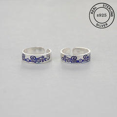 925 Sterling Silver Blue Enamel Toe Rings