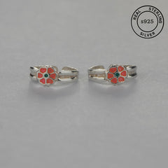 925 Sterling Silver Floral Enamel Toe Rings